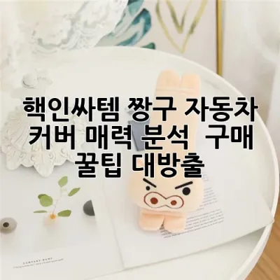 핵인싸템! 짱구 자동차 커버: 매력 분석 & 구매 꿀팁 대방출